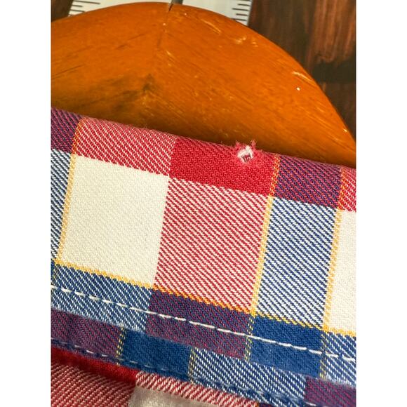 Wrangler Western‎ Button Plaid Long Sleeve Shirt RWB Red Blue Mens Large READ - Picture 5 of 7